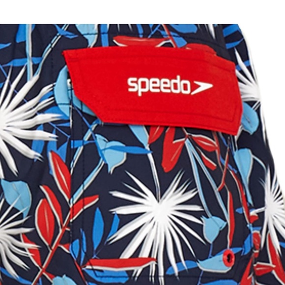Speedo Men's Standard Swim Trunk Short Length Redondo Printed Blue/Red Size M - Picture 5 of 11